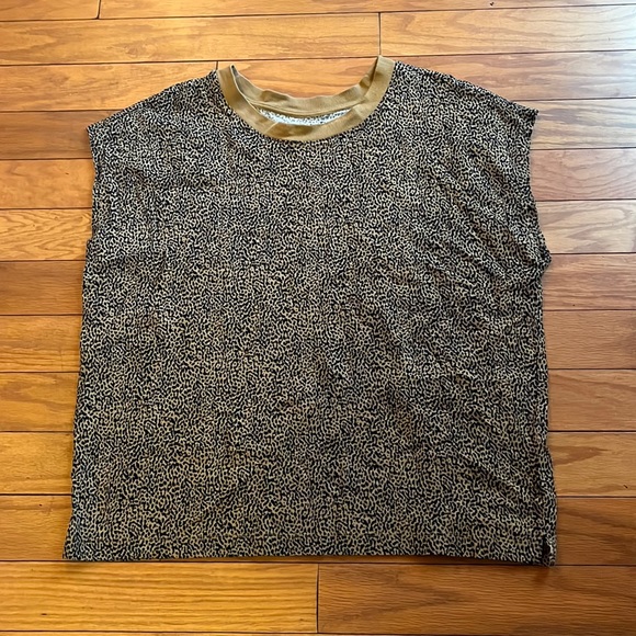 LOFT Top Womens Extra Large Black Tan Leopard Sleeveless - Picture 1 of 5